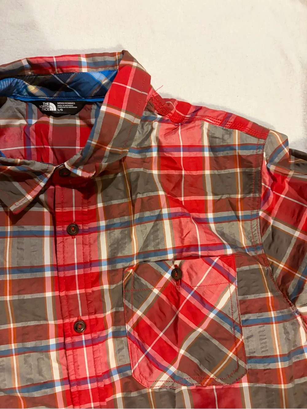 The North Face Plaid Red Men's Button Shirt - Size L
